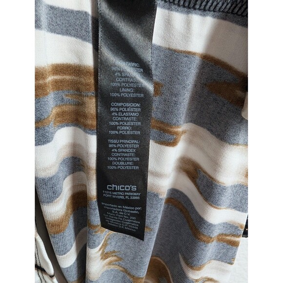 Chicos Travelers Collection Animal Print Top Mesh Sleeve Blouse M - Picture 6 of 9